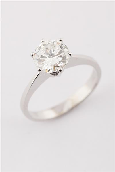 Grote foto wit gouden solitair ring met briljant 1.31 ct. kleding dames sieraden