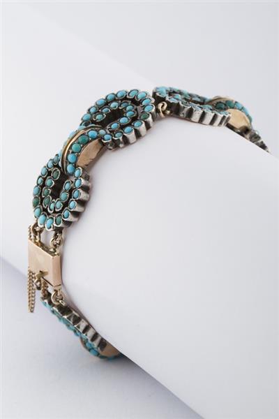 Grote foto antieke 8 krt. armband met turkoois kleding dames sieraden
