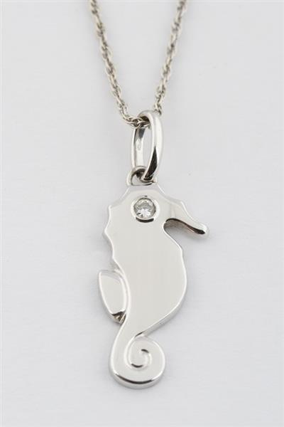Grote foto wit gouden zeepaard hanger met briljant kleding dames sieraden
