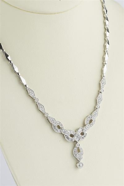 Grote foto wit gouden schakel collier met 100 diamanten kleding dames sieraden