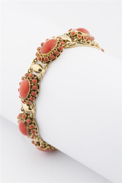 Grote foto gouden entourage schakel armband met bloedkoraal kleding dames sieraden