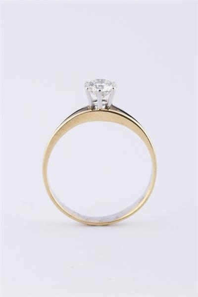 Grote foto wit geel gouden solitair ring met briljant 0.71 ct. kleding dames sieraden