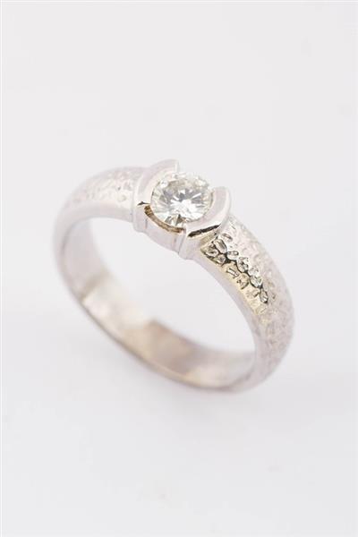 Grote foto wit gouden solitair ring met briljant 0.37 ct. kleding dames sieraden