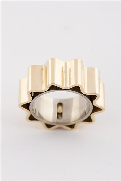 Grote foto wit geel gouden kunstzinnige ring kleding dames sieraden