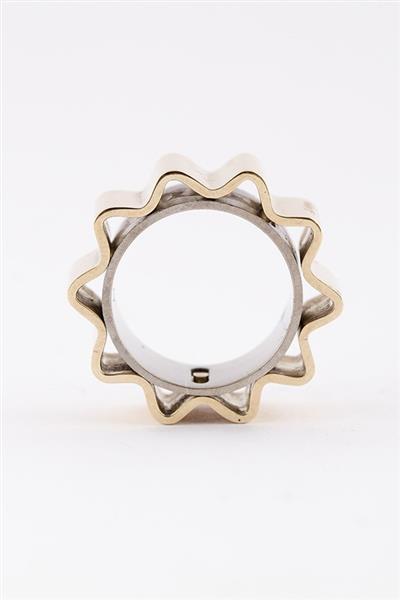 Grote foto wit geel gouden kunstzinnige ring kleding dames sieraden