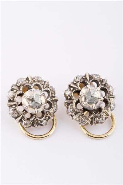 Grote foto gouden oorclips met roos geslepen diamanten kleding dames sieraden