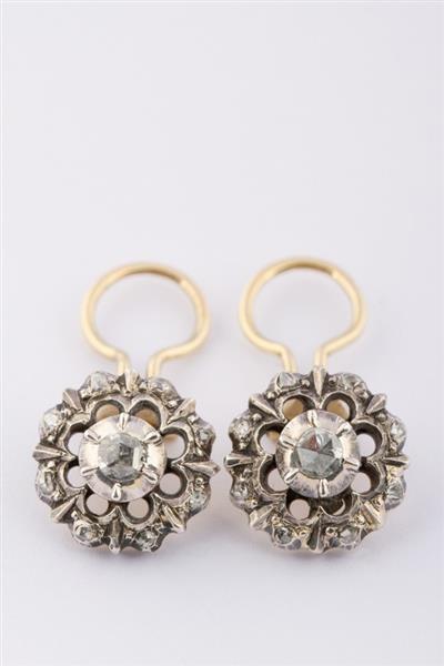 Grote foto gouden oorclips met roos geslepen diamanten kleding dames sieraden
