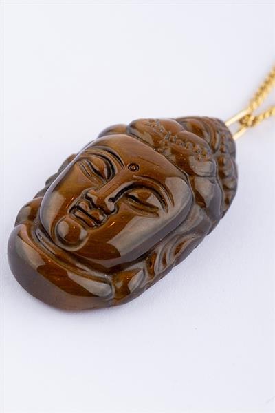 Grote foto guanyin gesneden uit tijgeroog kleding dames sieraden