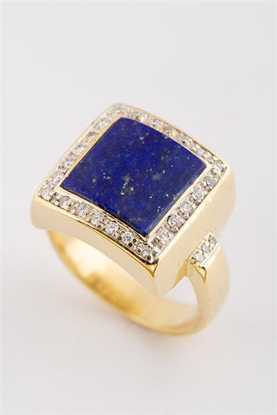 Grote foto gouden entourage ring me lapis lazuli en briljant kleding dames sieraden