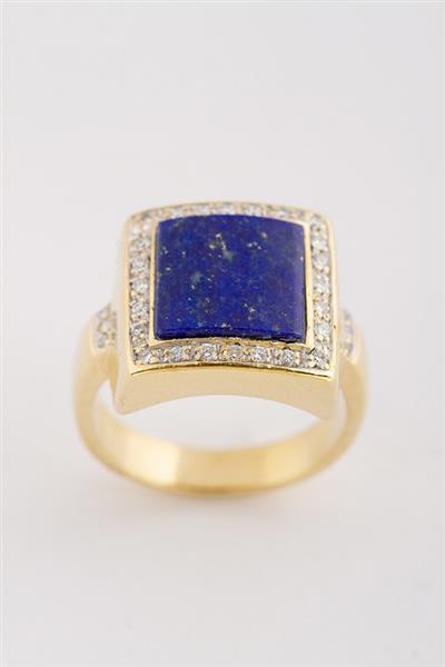 Grote foto gouden entourage ring me lapis lazuli en briljant kleding dames sieraden
