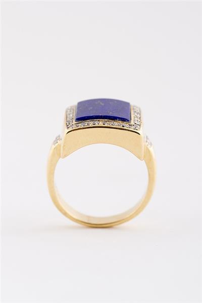 Grote foto gouden entourage ring me lapis lazuli en briljant kleding dames sieraden