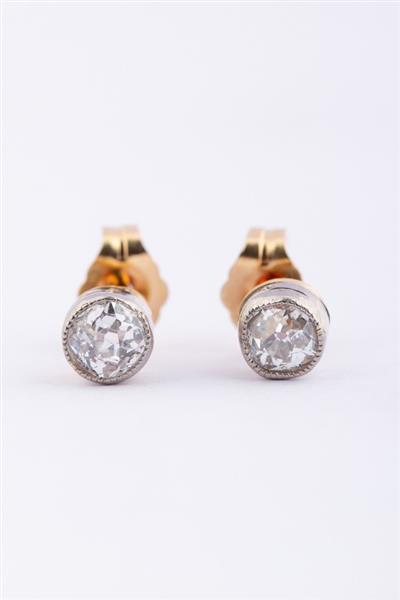Grote foto gouden solitair oorknoppen met oud slijpsel diamant kleding dames sieraden