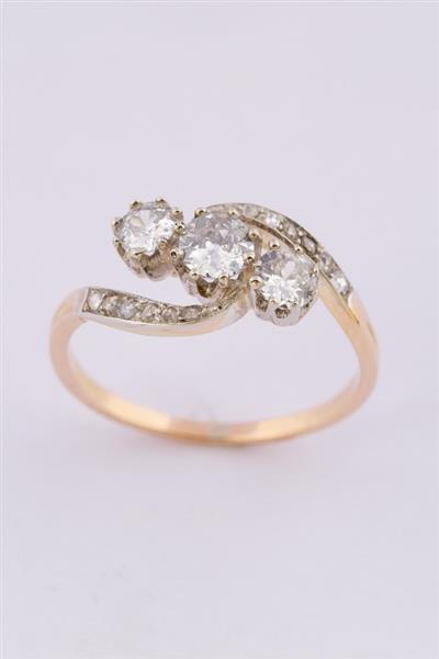 Grote foto antieke gouden slag ring met briljant en diamant kleding dames sieraden