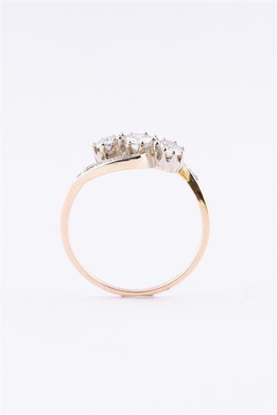 Grote foto antieke gouden slag ring met briljant en diamant kleding dames sieraden