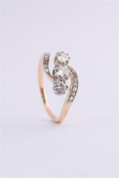 Grote foto antieke gouden slag ring met briljant en diamant kleding dames sieraden