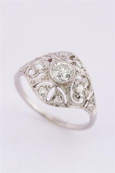 Grote foto antieke platina art d co ring met 7 oud geslepen briljanten kleding dames sieraden