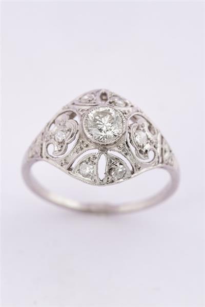 Grote foto antieke platina art d co ring met 7 oud geslepen briljanten kleding dames sieraden