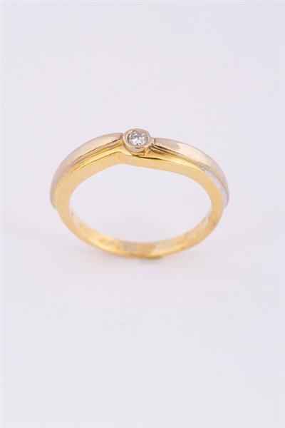 Grote foto wit geel gouden ring met een briljant kleding dames sieraden