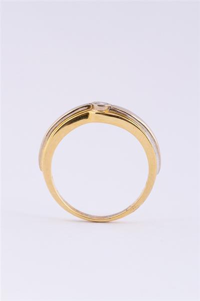 Grote foto wit geel gouden ring met een briljant kleding dames sieraden
