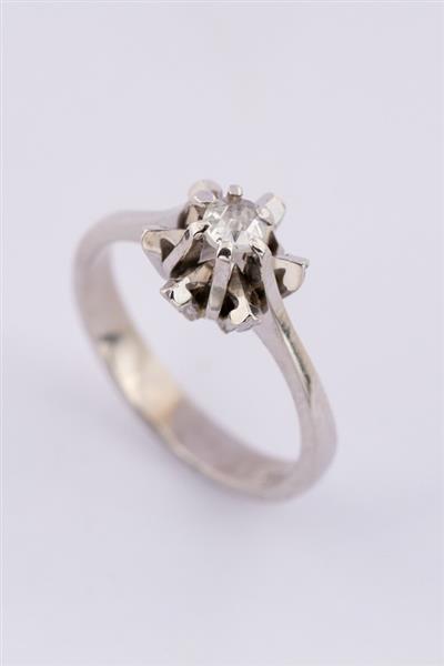 Grote foto wit gouden solitair ring met diamant kleding dames sieraden