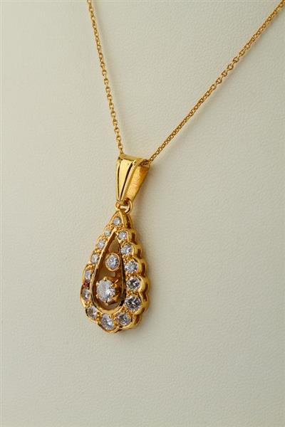 Grote foto 20 krt. gouden hanger met briljanten aan collier kleding dames sieraden