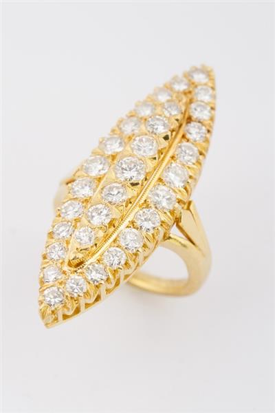 Grote foto 20 krt. gouden markies ring met briljanten kleding dames sieraden