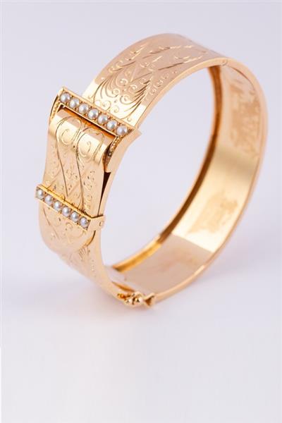 Grote foto antieke gouden gesp armband met parels kleding dames sieraden