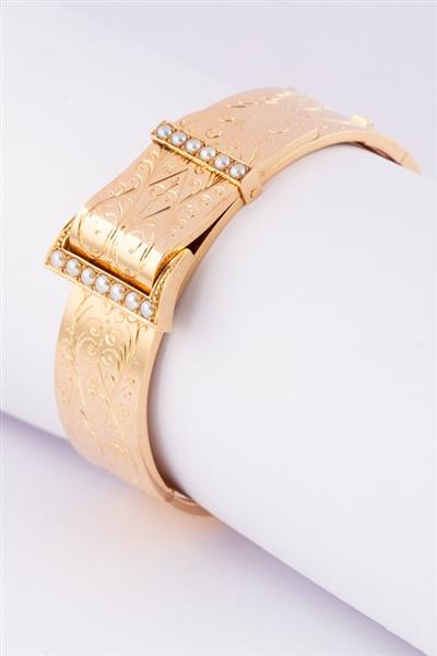 Grote foto antieke gouden gesp armband met parels kleding dames sieraden