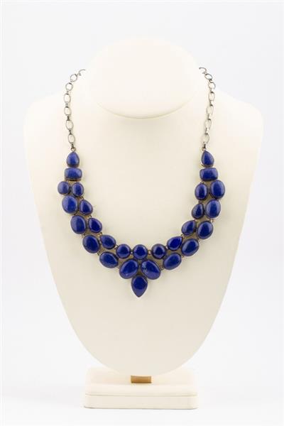 Grote foto zilveren collier met lapis lazuli kleding dames sieraden