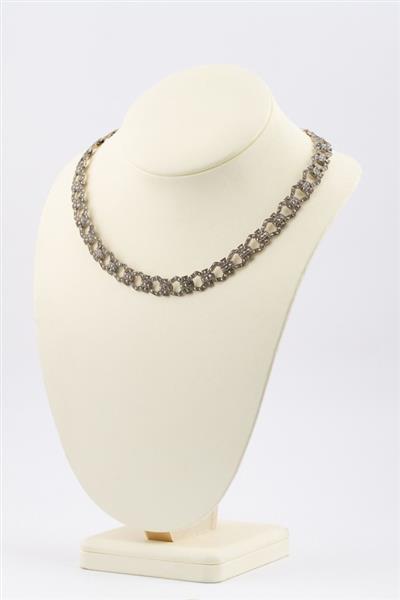 Grote foto zilveren schakel collier met markasiet kleding dames sieraden