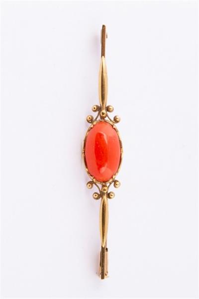 Grote foto gouden brochette met bloedkoraal kleding dames sieraden