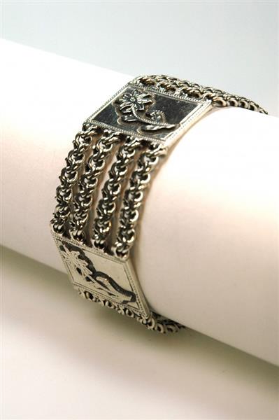 Grote foto zilveren schakelarmband kleding dames sieraden