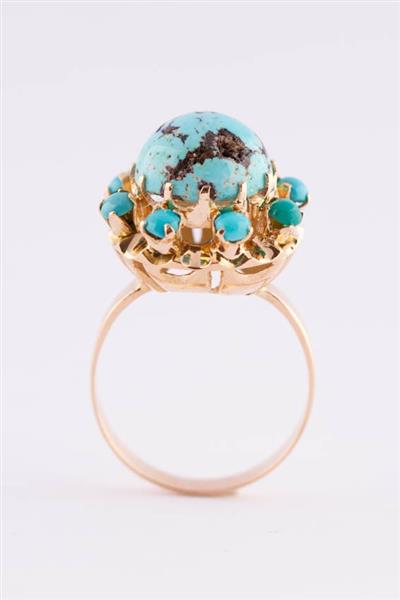 Grote foto gouden ring met turkooizen kleding dames sieraden