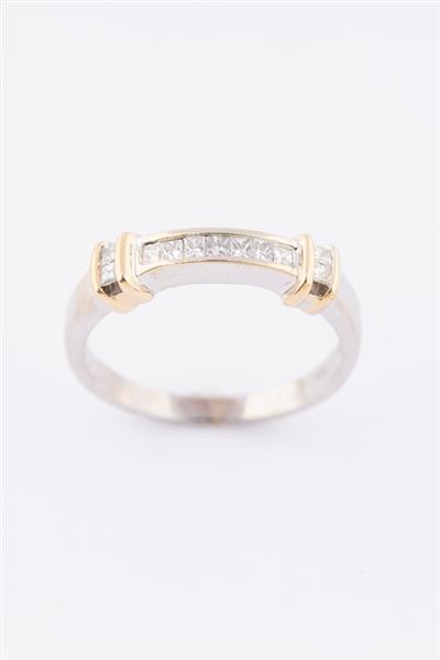 Grote foto wit geel gouden rij ring met prinses geslepen briljanten kleding dames sieraden