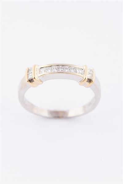 Grote foto wit geel gouden rij ring met prinses geslepen briljanten kleding dames sieraden