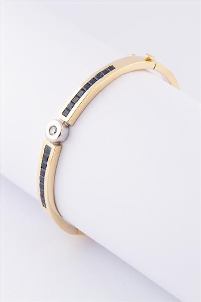 Grote foto wit geel gouden slaven armband met briljant en carr geslepen saffier kleding dames sieraden