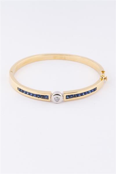 Grote foto wit geel gouden slaven armband met briljant en carr geslepen saffier kleding dames sieraden