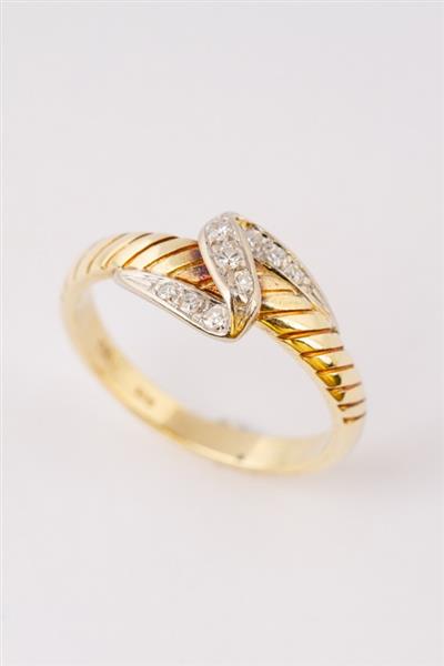 Grote foto wit geel gouden slag ring met 9 diamanten kleding dames sieraden