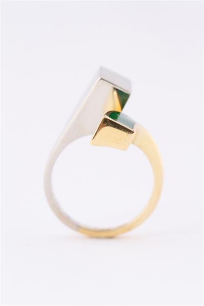 Grote foto wit geel gouden slag ring met groen emaille kleding dames sieraden