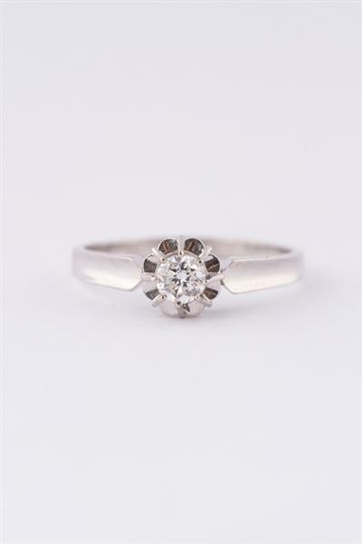 Grote foto wit gouden solitair ring met een briljant van ca. 0.24 ct. kleding dames sieraden