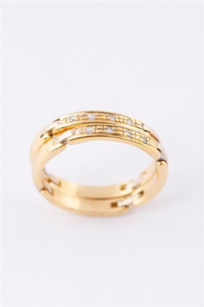 Grote foto wit geel gouden aanschuif schakel ringen met in briljanten kleding dames sieraden