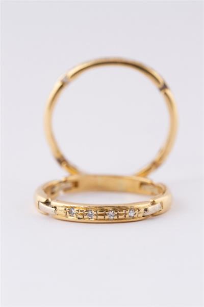 Grote foto wit geel gouden aanschuif schakel ringen met in briljanten kleding dames sieraden