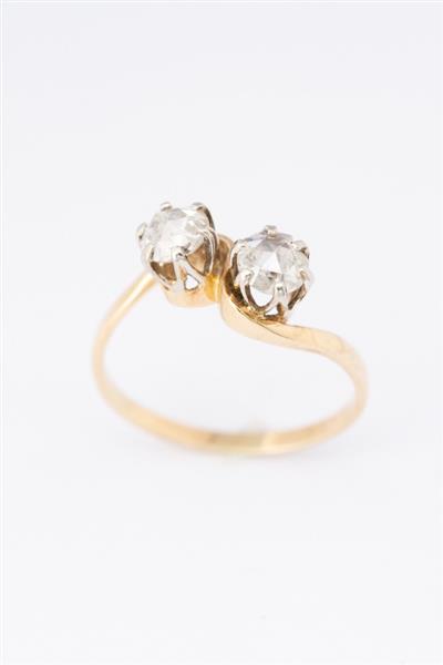 Grote foto gouden slag ring met 2 roos geslepen diamanten kleding dames sieraden
