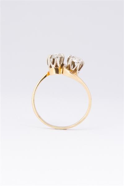Grote foto gouden slag ring met 2 roos geslepen diamanten kleding dames sieraden