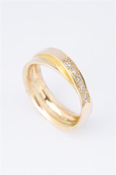 Grote foto gouden crossover ring met 5 briljanten kleding dames sieraden