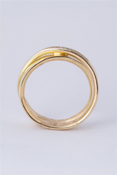 Grote foto gouden crossover ring met 5 briljanten kleding dames sieraden