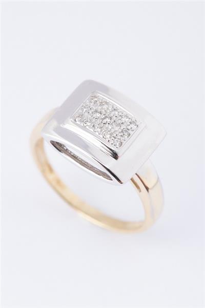 Grote foto wit geel gouden ring met 15 briljanten kleding dames sieraden
