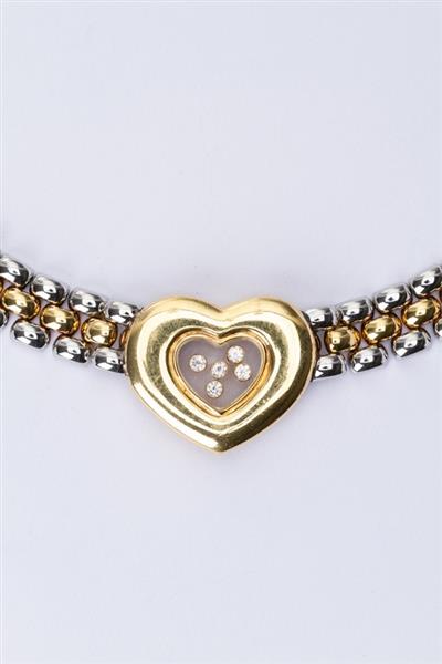 Grote foto chopard stijl happy diamonds collier imitatie goud en wit metaal kleding dames sieraden