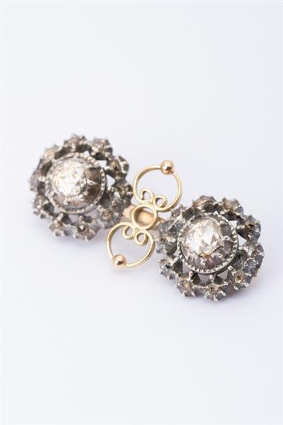 Grote foto antieke gouden broche met roos geslepen diamanten kleding dames sieraden