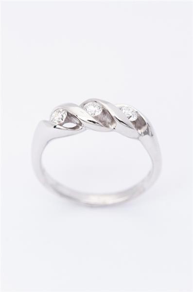 Grote foto 18 krt. wit gouden ring met 3 briljanten kleding dames sieraden